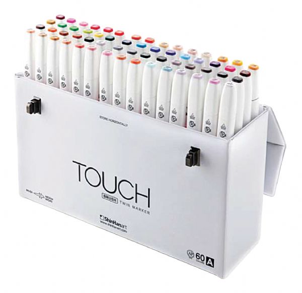 60-Color Brush & Medium Broad Nib Marker Set A