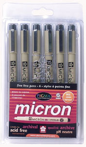 Fine Line Design Pen 6-Color Pack .20mm