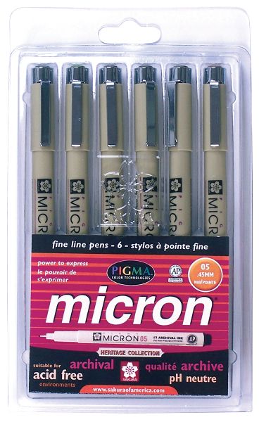 Fine Line Design Pen 6-Color Pack .45mm