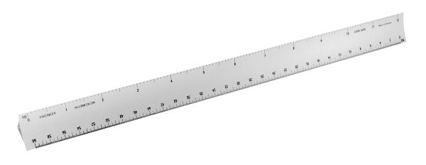 12" Silver Hollow Aluminum Triangular Engineer Scale