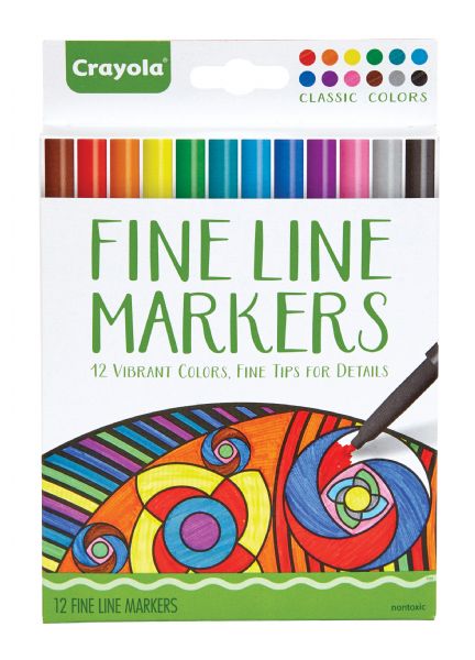 Fine Line Markers 12-Color Classic Colors