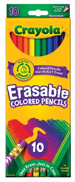 10-Color Erasable Colored Pencil Set