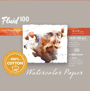 Fluid 100 Cold Press 140 lb. Watercolor Paper 6&quot;x6&quot;