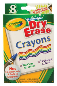 Washable Dry Erase Crayon 8-Color Set