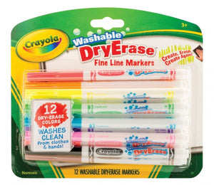 Washable Dry Erase Fine Line Markers 12-Set