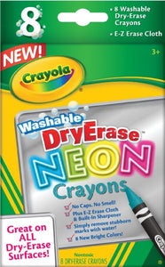 Washable Dry Erase Neon 8-Color Crayon Set