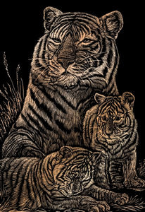 Engraving Art Set Copper Foil Tiger & Cubs