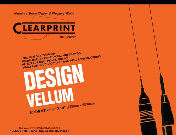 17 x 22 Unprinted Vellum Design and Sketch 50-Sheet Pad