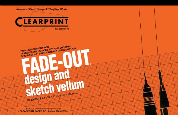 11 x 17 Vellum Design and Sketch 50-Sheet Pad 10x10 Grid