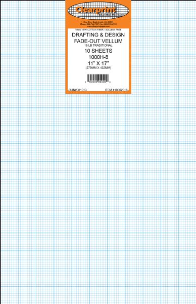 11 x 17 Vellum 10-Sheet Pack 8x8 Grid