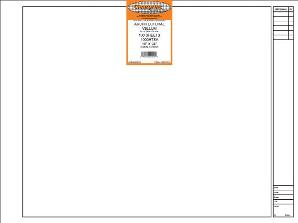 18 x 24 Unprinted Vellum Title Block/Border 100-Sheet-Pack