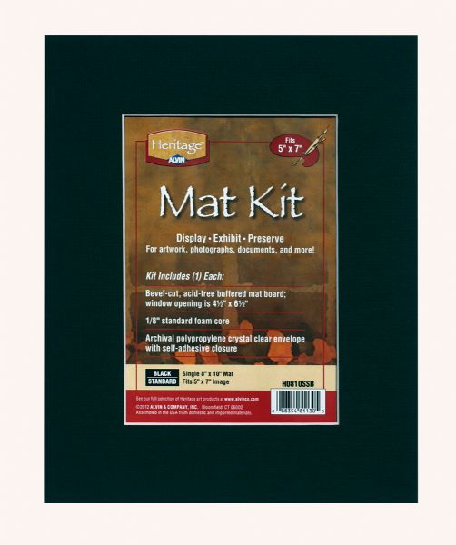8" x 10" Pre-Cut Single Layer Black Mat Kit