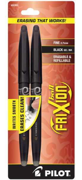 Ball Erasable Gel Ink Pens Black 2pk
