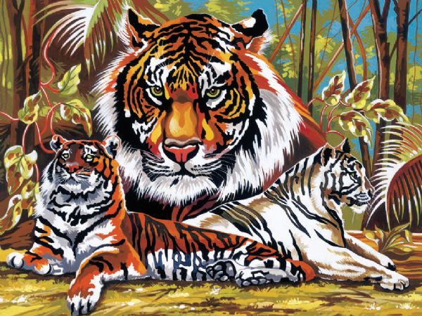 Large Acrylic Painting By Numbers Set Tigers