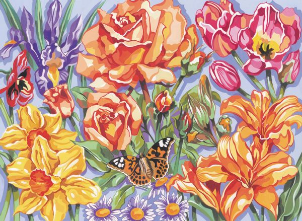 Large Acrylic Painting By Numbers Set Floral