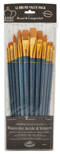 12-Piece Gold Taklon Long Brush Set 2