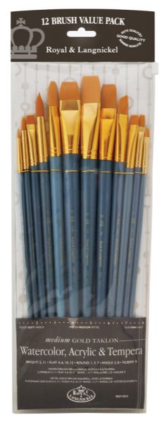 12-Piece Gold Taklon Long Brush Set 2