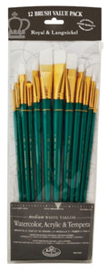 12-Piece White Taklon Long Brush Set