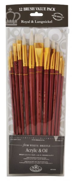 12-Piece White Bristle Long Brush Set 1