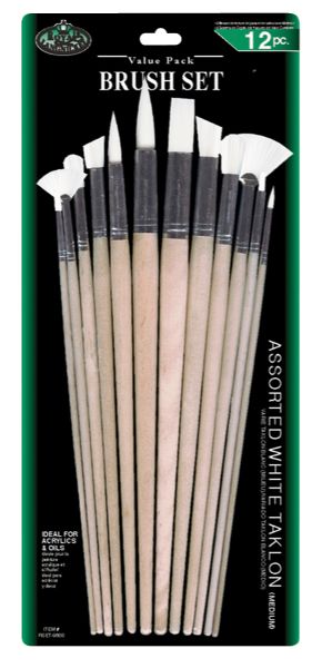 White Taklon Combo Brush Set