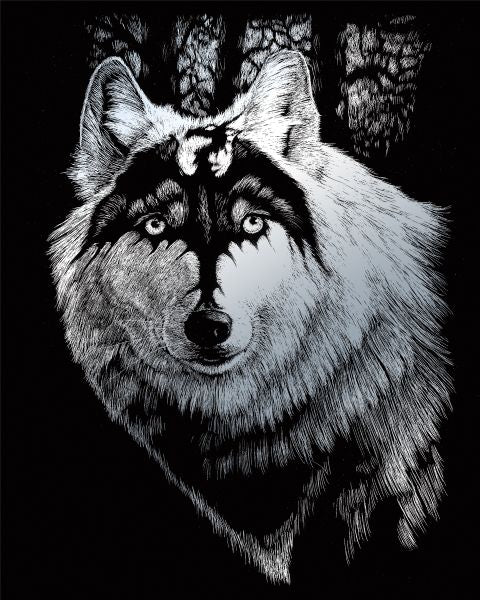 Engraving Art Set Silver Dragon Wolf