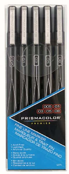 Premier Black Fine Line Marker 5-Pack