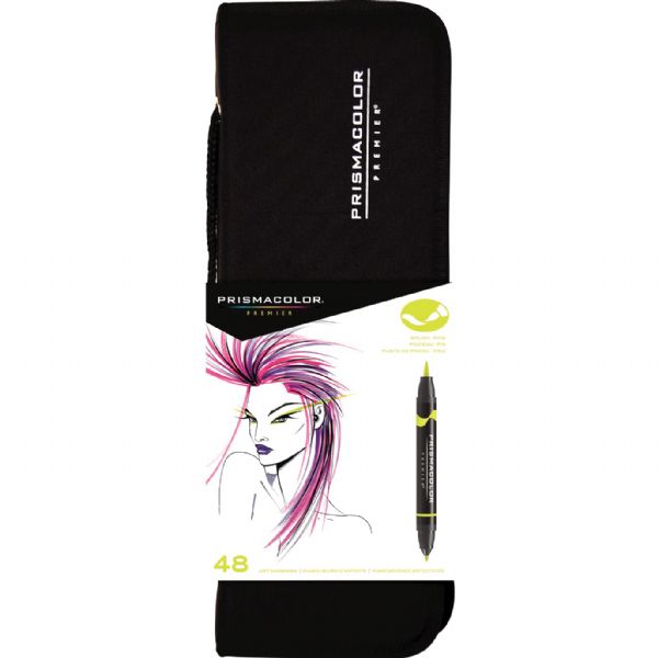 Double-Ended Brush Markers 48-Color Set with Case