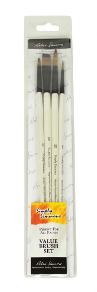 Synthetic Long Handle 4-Brush Set