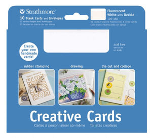 5 x 6.875 Fluorescent White/Deckle Creative Cards 10-Pack
