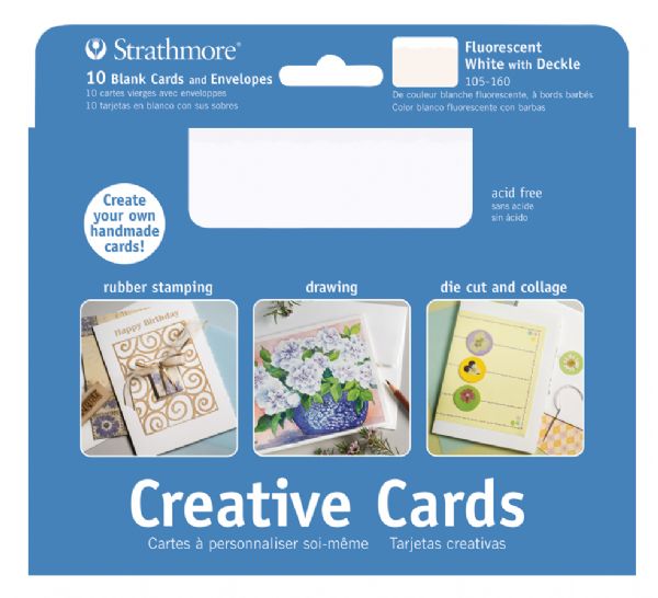 5 x 6.875 Fluorescent White/Deckle Creative Cards 10-Pack