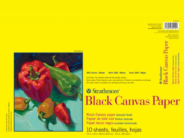 12" x 16" Glue Bound Black Canvas Paper Pad