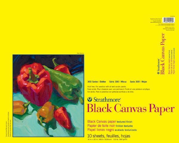 16" x 20" Glue Bound Black Canvas Paper Pad