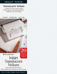 8.5&quot; x 11&quot; Inkjet Printable Translucent Vellum 20-Pack